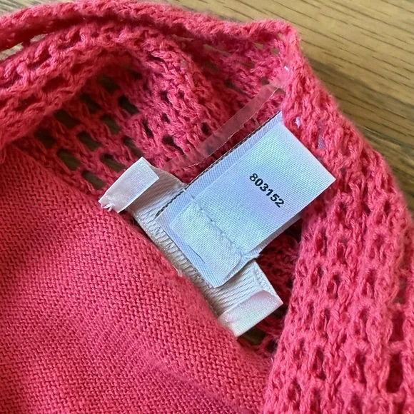 Chico's Pink Crochet Open Front Cardigan - Size 2 - Picture 6 of 10